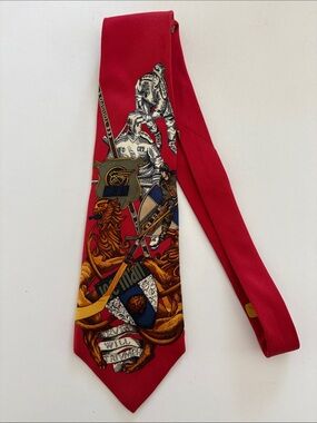 Gianfranco Ferre Red Printed Novelty Hockey Silk Tie